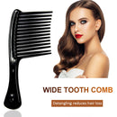 Large Wide Tooth Comb Handle Detangling Reduce Hair Loss Brush Tool (Black)