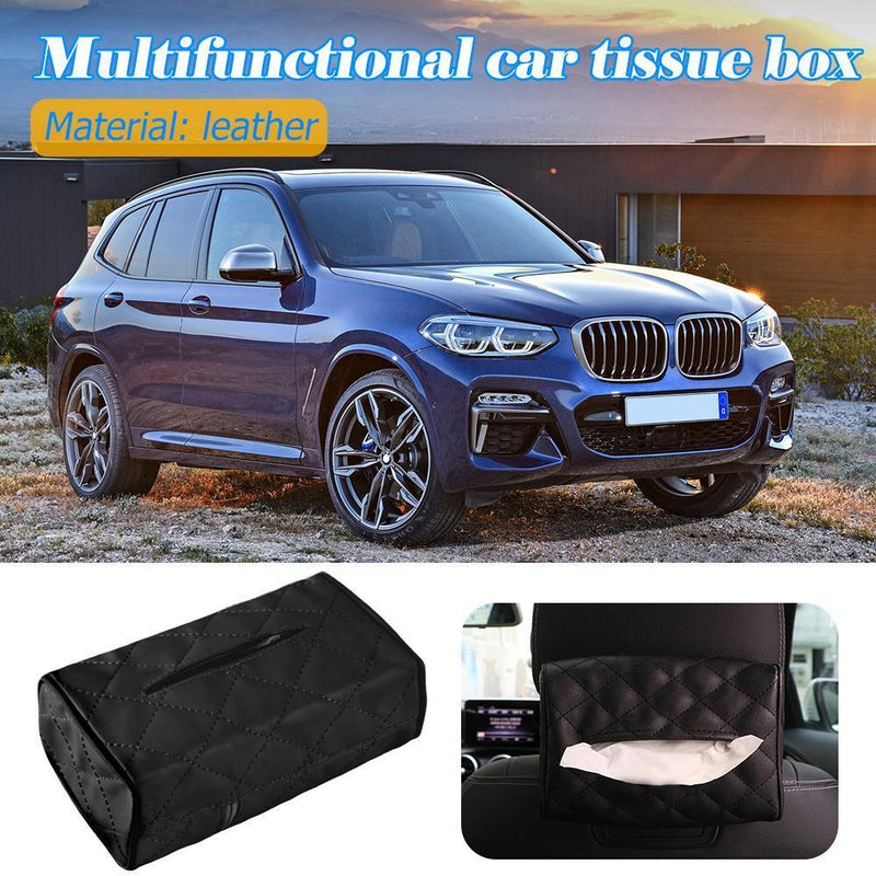 PU Leather Car Tissue Box Towel Napkin Papers Container Holder Auto Accessories