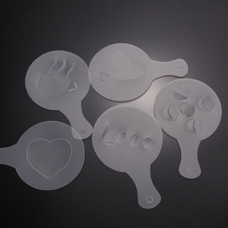 16 Coffee Machine Barista Stencils Template Strew Flowers Pad Duster Spray