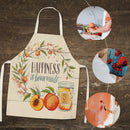 Happiness Kitchen Linen Apron Waterproof Home Cleaning Bib for Women Men Cook