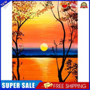 Painting By Numbers Kit DIY Sunset Tree Hand Painted Canvas Oil Art Picture