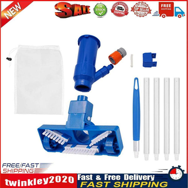 Pool Vacuum Head with Brush+Bag+Pole for Swimming Pool Spa Pond Blue (EU) Newly