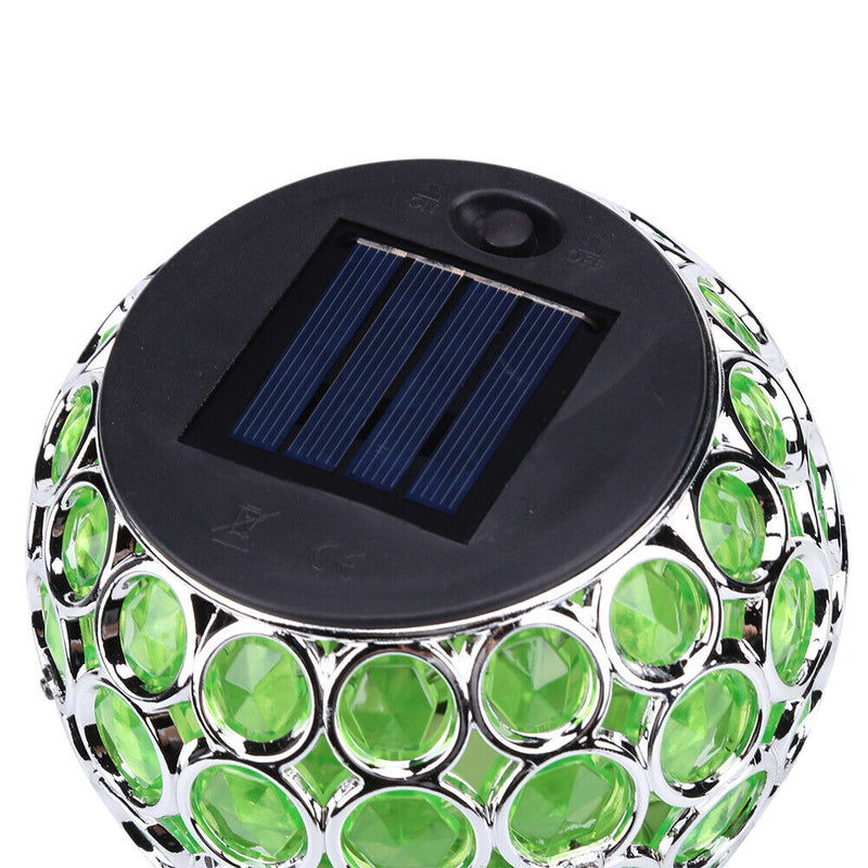 Solar LED Hollow Hanging Ball Light Outdoor Waterproof Garden Lamp (Green) Newly