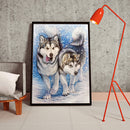 Full Diamond Ornaments 5D Round Drill Kit Snowflake Wolves DIY Painting