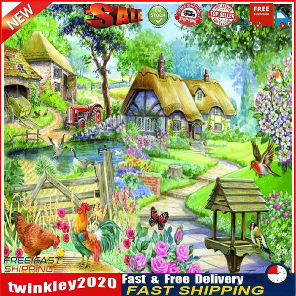 5D DIY Full Round Drill Diamond Painting Rhinestones Village Cross Stitch Newly