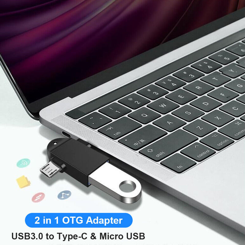 2 in 1 Micro USB Male to USB3.0 Female Cable Converter OTG Adapter (Black)
