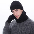 and Men Neck Warmer Hat Scarf Gloves Set Fleece Scarf Beanie Cap Winter Warm