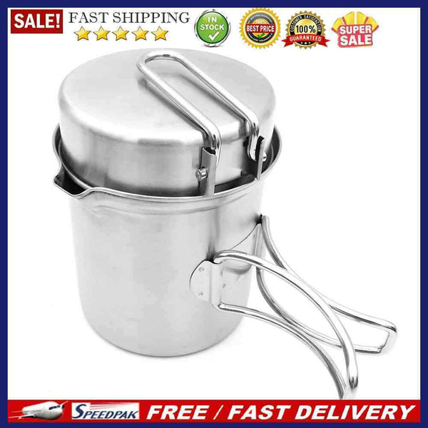 2pcs/Set Foldable Portable Camping Cooking Kettle+Storage Bag Outdoor Picni