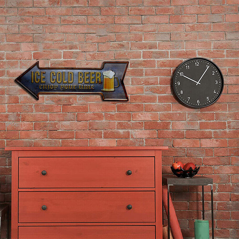 Retro Arrow Shaped Beer Metal Plate Painting Bar Pub Tin Plaques Wall Sign