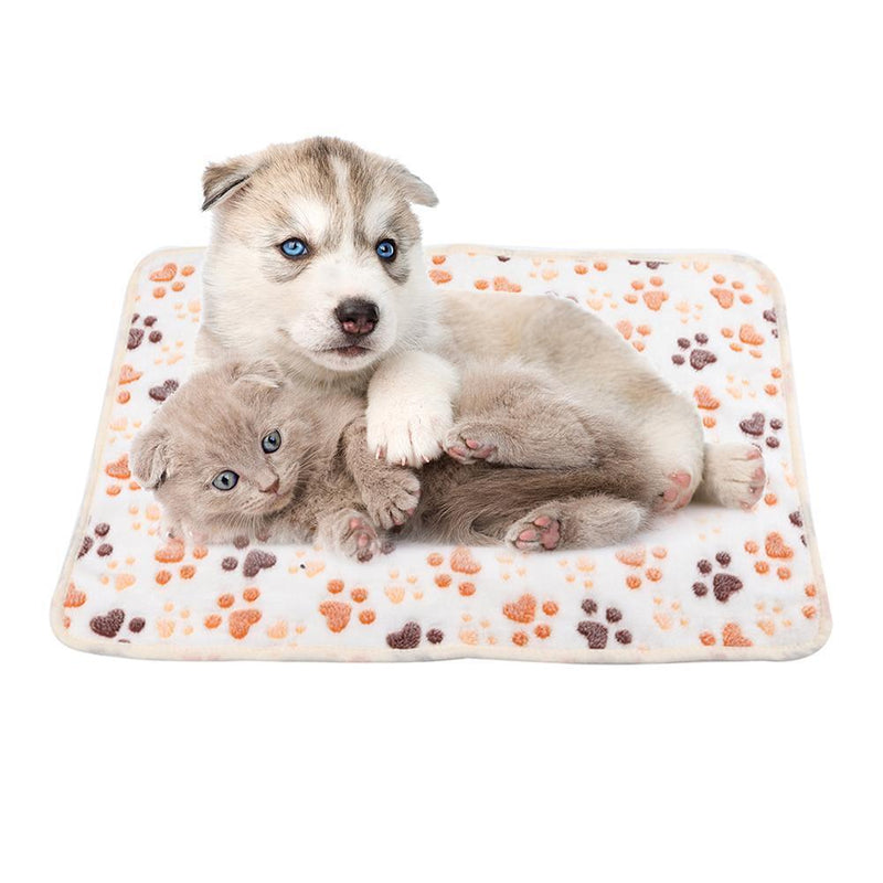 Dog Bed Mats Coral Fleece Paw Foot Print Warm Pet Blanket Sleeping Cover Mat
