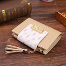 Tassels Women Short Wallet PU Leather Clutch Card Bag Female Purse (Coffee)