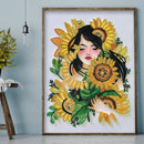 5D DIY Sunflower Girl Part Drill Special Shape Rhinestone Drawing Kit Decoration