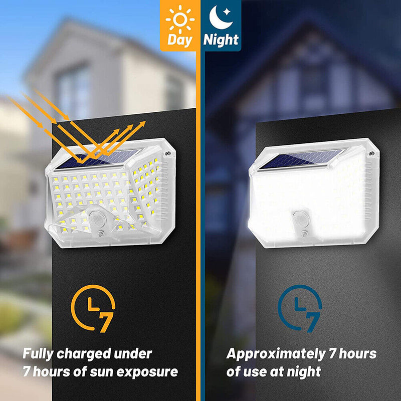 90LED Solar Outdoor Wall Light Waterproof 4-Sided Motion Sensor Garden Park Lamp