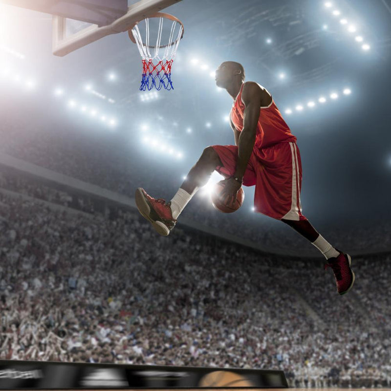 2 X All-Weather Basketball Net Red+White+Blue Tri-Color Basketball Hoop Net