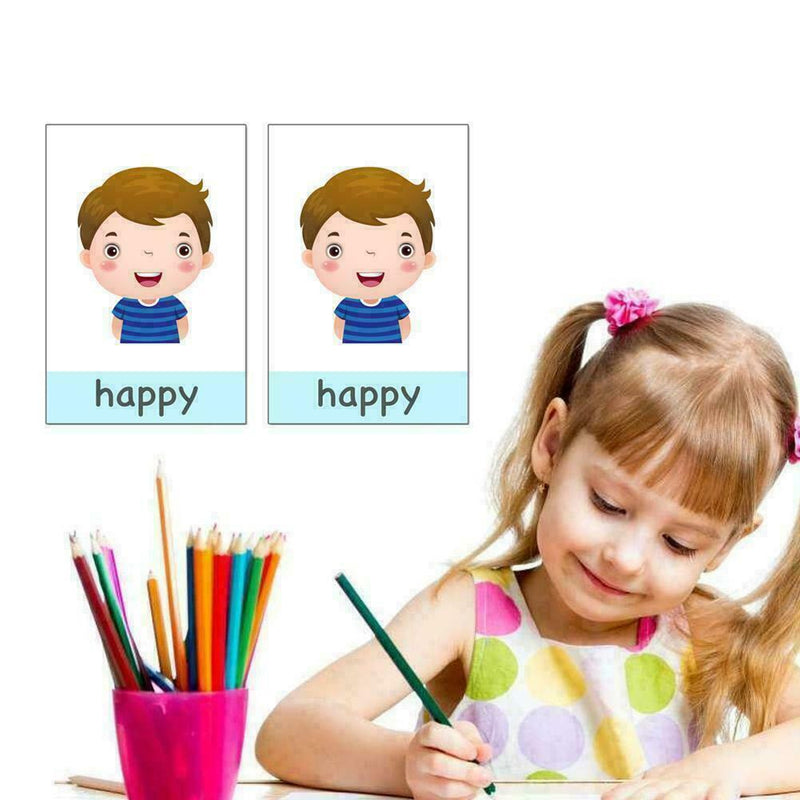 Emotional Words Mood Flash Cards For Kids English Educational Learning 2021 N5S7