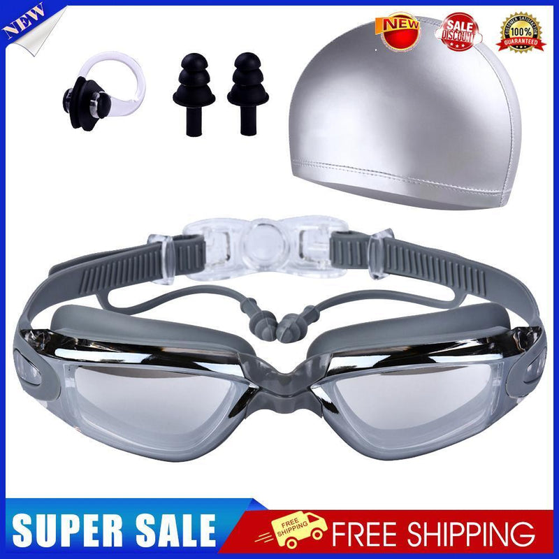 Waterproof HD Eyewear Adults Anti-fog Diving Goggles Earplug Kits (Grey)