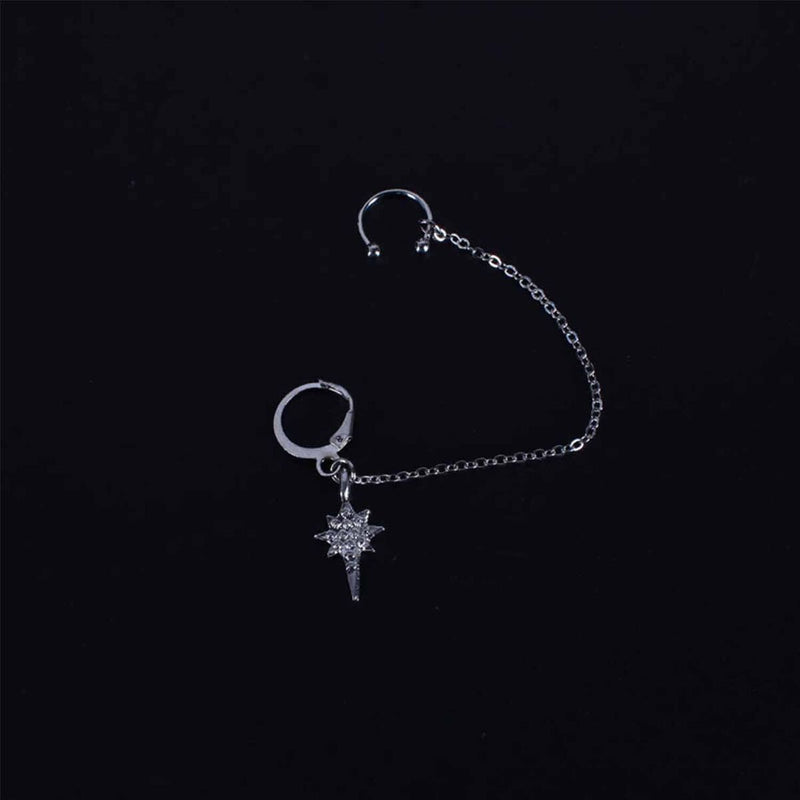 Earring Eardrop Earrings Tassel Chain Six-Pointed Star Diamonds Long Ear Clips