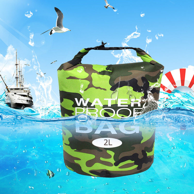 Waterproof Swimming Bag Camouflage Outdoor Camping Dry Sack (2L Green) Newly