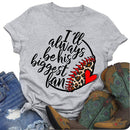 Independence Day Print Leopard Love Letter T-Shirt (Light Grey S)