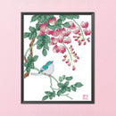 Partial Cross Stitch 14CT Cotton Thread DIY Happy Branch Printed Embroidery K
