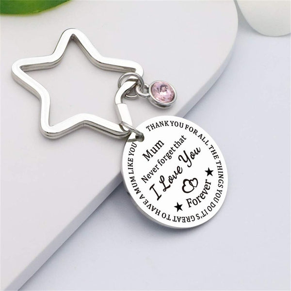 Diamond Round Engraved Mum Key Chains Keyring Mother's Day Keychain