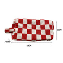 Print Toiletries Bag Women Makeup Pouch Mini Handbag (Large Red White Grid)