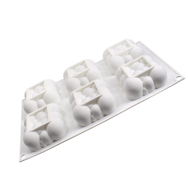6 Cavity Square Cloud Shaped Silicone Bakeware Mold DIY Mousse Jelly Moulds