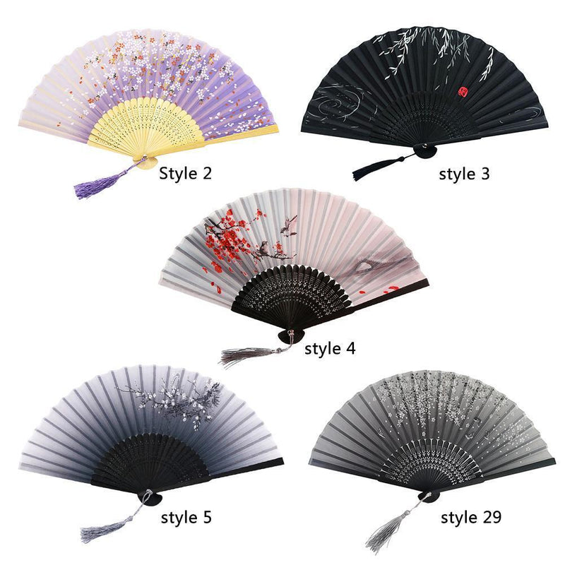 Chinese Style Silk Folding Fan Party Ornaments Dance Hand Fans (Style 29)