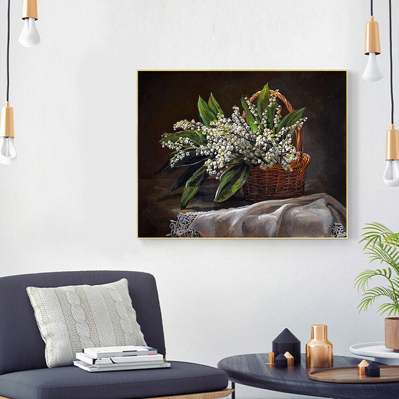 Frameless Oil Paint By Numbers Flowers DIY Canvas Picture Craft for Home