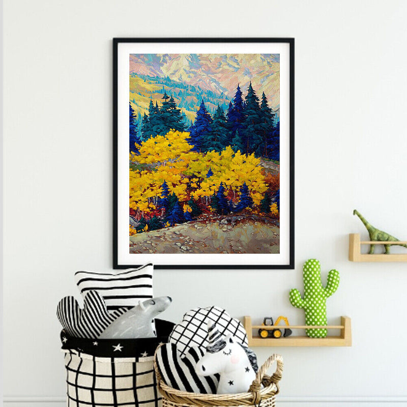 Oil Paint By Numbers Canvas Drawing DIY Forest Picture Hand Painted Wall Art Kit