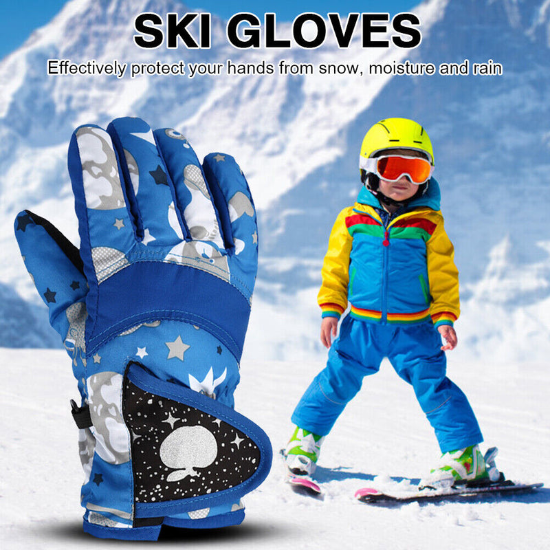 Anti-Skid Warm Ski Gloves Windproof Outdoor Cycling Skating Gloves for Boy Girl