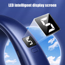 USB 3000mAh LED Digital Display Hanging Neck Fan Summer Air Cooling (Blue)