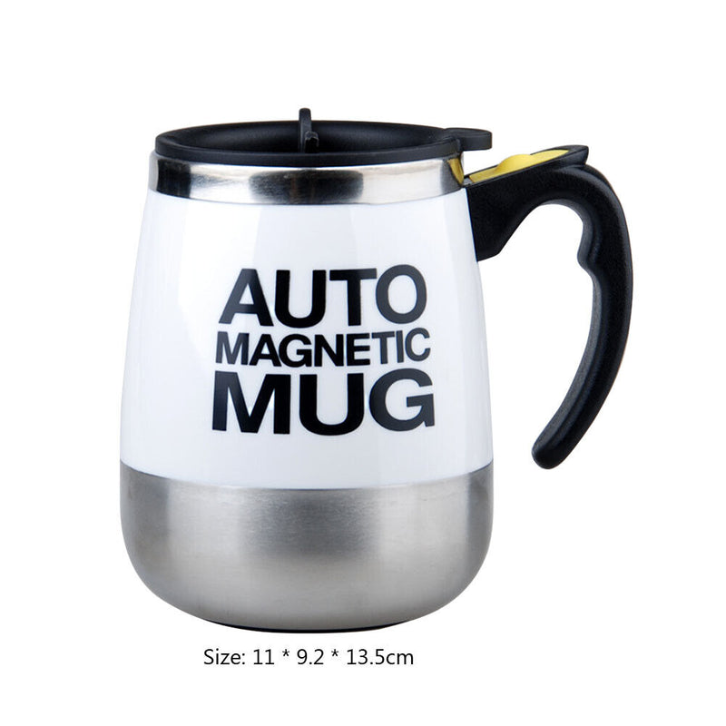 Stainless Steel Self Stirring Mug Auto Electric Coffee Mixing Cup (White)