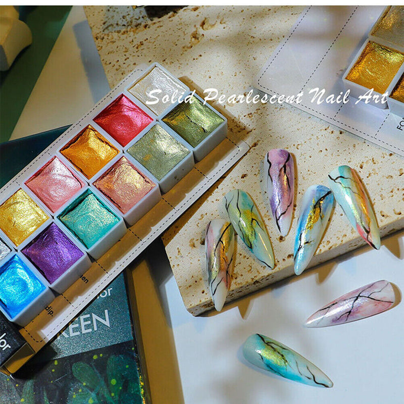 Nail Art Solid Pigment Glitter Powder Nail Paint Abstract Manicure Watercolor