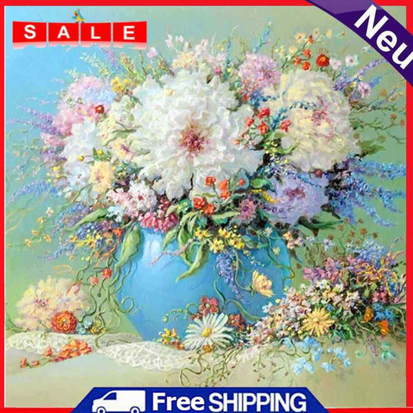 5D DIY Full Round Drill Table Flowers Cross Stitch Diamond Painting Home Decor