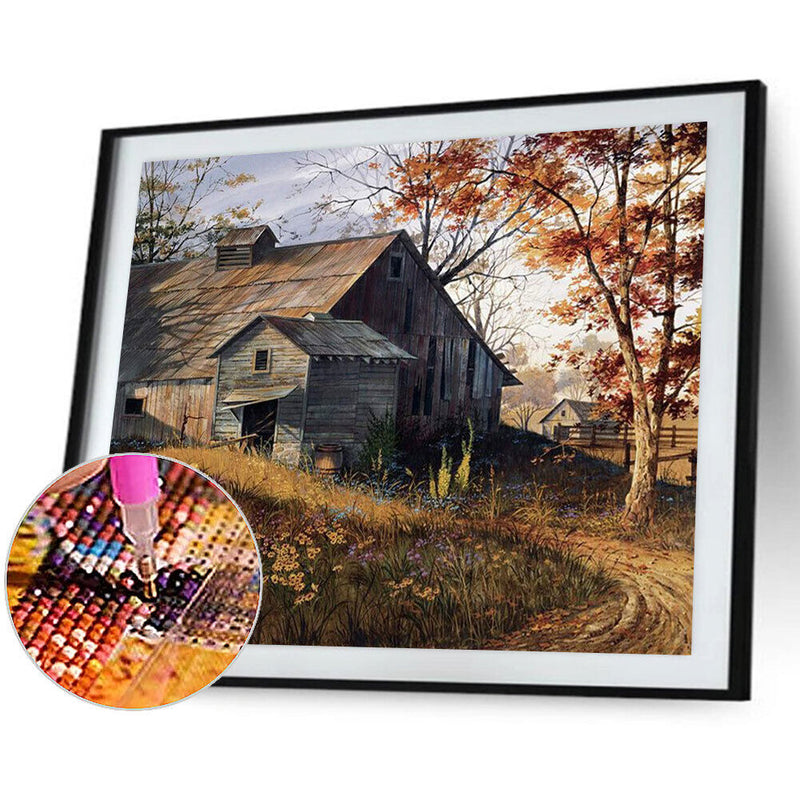 5D DIY Diamond Painting Kits Full Round Drill Autumn House Mosaic Picture Crafts
