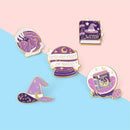 Moon Star Purple Crystal Witch Enamel Pin DIY Decoration Badge Cartoon Brooch