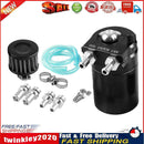 Car Baffled Oil Catch Can Tank with Air Filter Hose Fuel Reservoir (Black) Newly