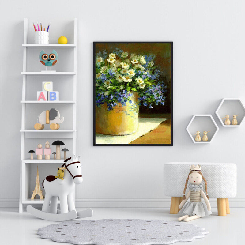 Flowers Oil Paint By Numbers Kits for Adults Children Hand Painted Wall Art Vase