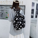 Student School Bags Canvas Casual Shoulder Backpack Women Cow Print Rucksack