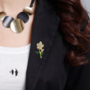 Alloy Gardenia Brooch Suit Shirt Collar Luxury Spike Design Pins for Women