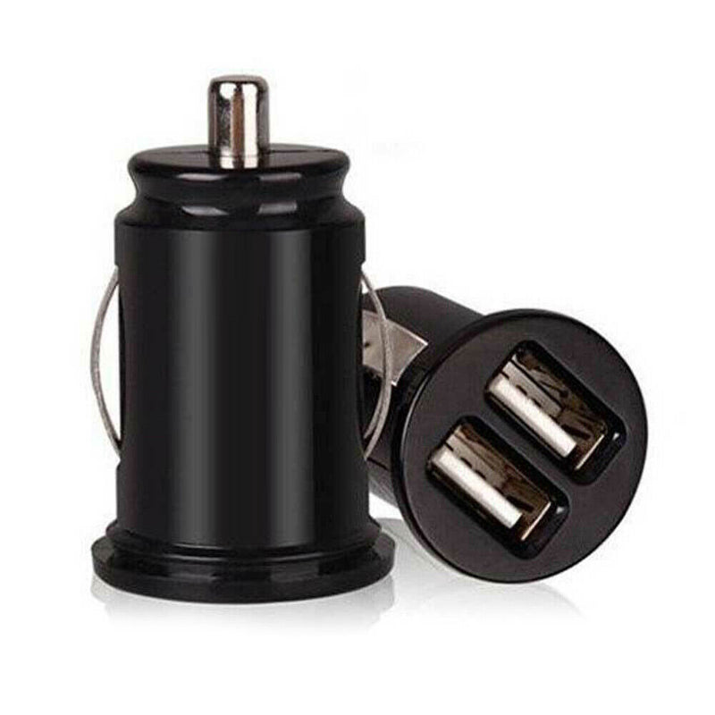 Mini Car Charger 2.4A Dual USB Charger Fast Charging Phone Adapter (Black) Newly
