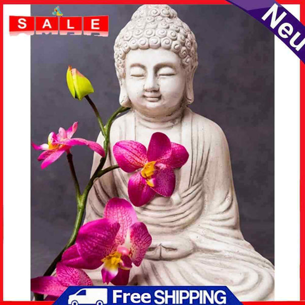 Acrylic Oil Painting By Numbers Buddha Flowers Digital Picture Home Wall Decor