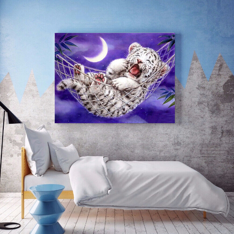 5D Full Round Drill Wall Poster DIY Little Tiger Rhinestone Diamond Painting Kit