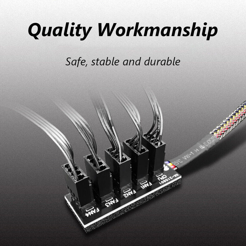 1 to 5 PWM Fan Hub Adapter 4Pin Power Extension Cable for CPU Cooler PC Case Fan