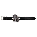 Men OULM Military Army Dual Time Zones Big Dial Leather Sports Watch Black