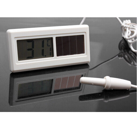 Potable Solar Powered Digital LCD Thermometer -50 150 Sensor Cable 1M