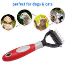 Pet Deshedding Brush Cat Dog Hair Grooming Care Comb Hair Shedding (Red M)
