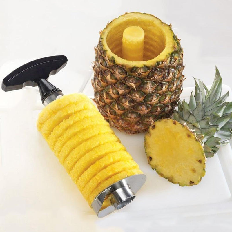 Stainless Steel Pineapple Peeler Slicer Fruit Corer Kitchen Tools (Black)