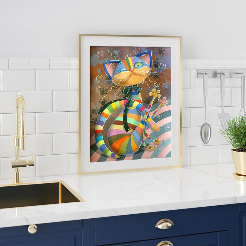 Colorful Cat No Frame Pictures By Number DIY Digital Coding Oil Painting